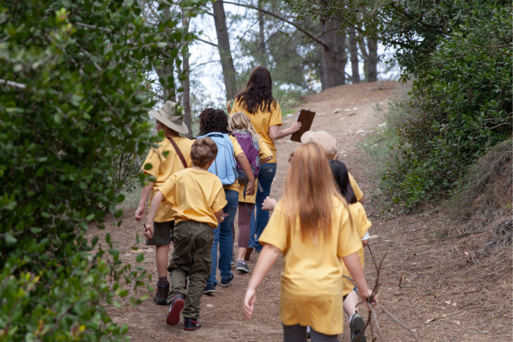 Kids hiking at summer camp